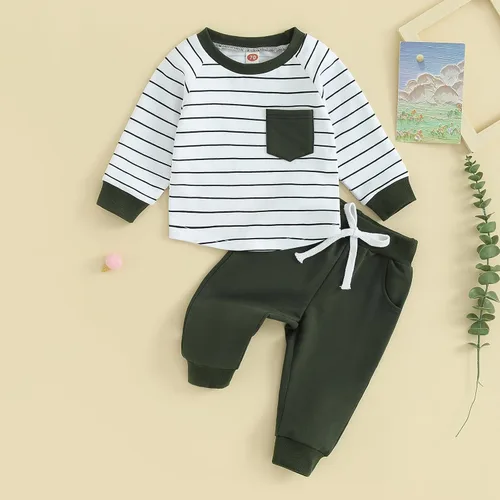 Vista 5 de Conjunto de sudadera con cuello redondo para bebé y niño, ropa para recién nacido, para otoño e invierno