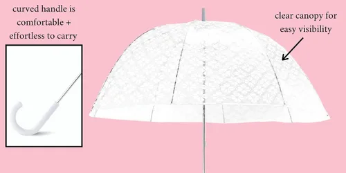 Vista 3 de Kate Spade New York Paraguas de burbujas transparentes paraguas de cúpula transparente grande flor de pala blanca