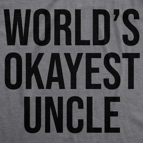 Vista 2 de Worlds Okayest Uncle - Camiseta divertida con texto en inglés Funcle y sarcástica, Gris claro jaspeado