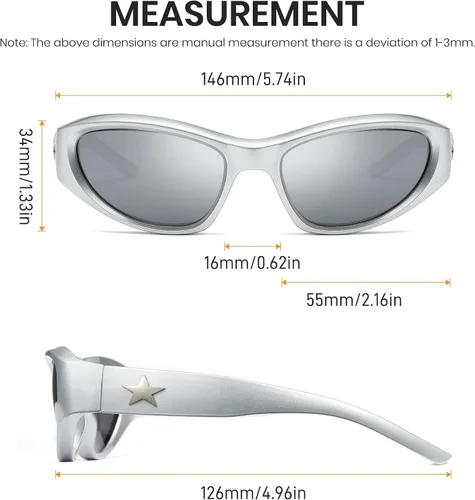 Vista 7 de Cyxus Oversize Square Y2K Mujeres Hombres Moda Gafas de sol Deporte Gafas de sol para Pesca senderismo Ciclismo