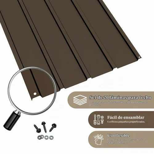 Vista 4 de Domi Paneles de Techado de Metal 20 PCS, Paneles de Techo Corrugado de Acero Galvanizado Impermeables de Servicio Pesado Paneles Laterales de Metal