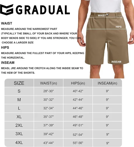 Vista 7 de G Gradual Men's Golf Shorts with 5 Pockets 9" Light Weight Stretch Quick Dry Casual Dress Work Shorts for Men