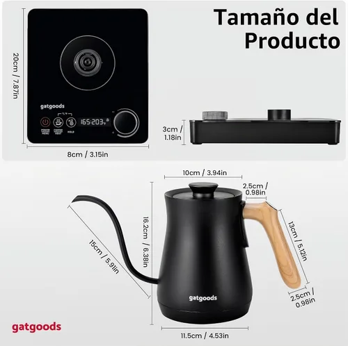 Vista 3 de GATGOODS Hervidor eléctrico de cuello de cisne – Control de temperatura preciso, 1200 W de ebullición rápida, función de mantener el calor, ideal