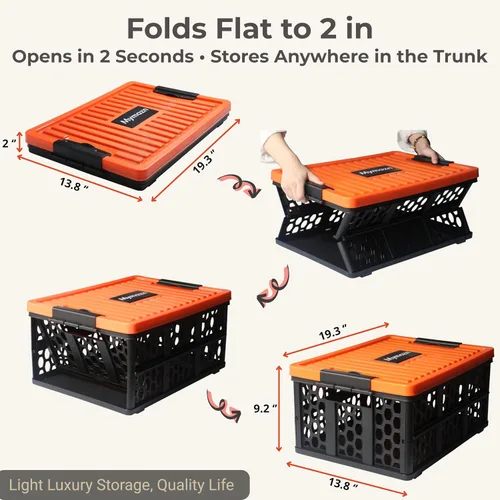 Vista 3 de Mymazn Organizador de caja de maletero con enfriador para automóvil, caja organizadora de tapa de maletero plegable de plástico para viajes