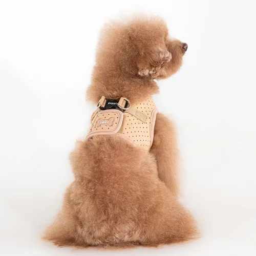 Vista 5 de Puppia Dotty - Arnés tipo chaleco para perro, B (escalonado), moderno con patrón de lunares, para primavera y verano, para perros pequeños, beige