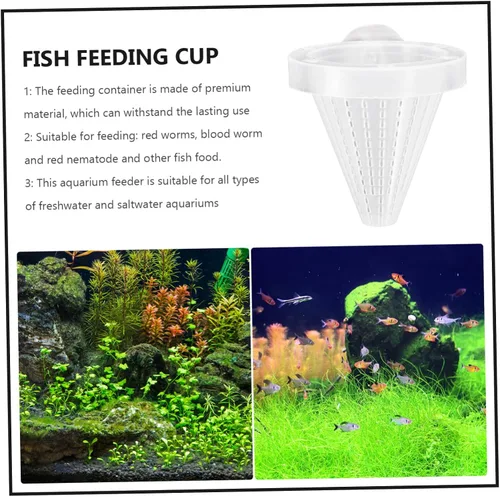 Vista 4 de POPETPOP Alimentador de peces - Alimentador de acuario Cono de gusano rojo Alimentador de Cono Alimentador de Alimentación Cono de Salmuera