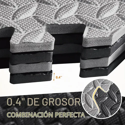 Vista 4 de GWT Baldosas para Suelo de Gimnasio en Casa, Alfombrilla de Ejercicio de Rompecabezas Entrelazadas de EVA para Equipo de Entrenamiento, Protección