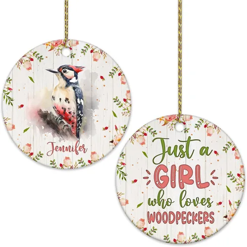Vista 9 de Hyturtle Adorno de Navidad personalizado para amantes del panda rojo, adorno de cerámica con nombre personalizado de Just A Girl Who Loves Red