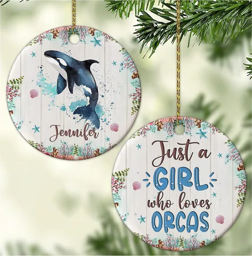 Vista 9 de Hyturtle Adorno de Navidad personalizado para los amantes de los ajolotes – Just A Girl Who Loves Axolotls Adorno de cerámica con nombre