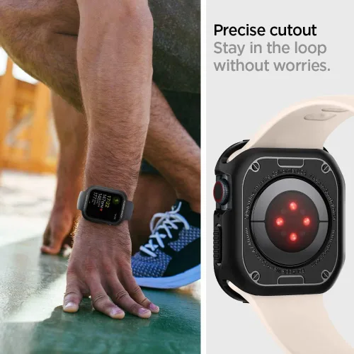 Vista 5 de Spigen Funda resistente para Apple Watch de 1.614 in/1.575 in Para Apple Watch Series SE3/9/8/SE2/7/6/SE/5/4 Cubierta protectora duradera TPU Negro