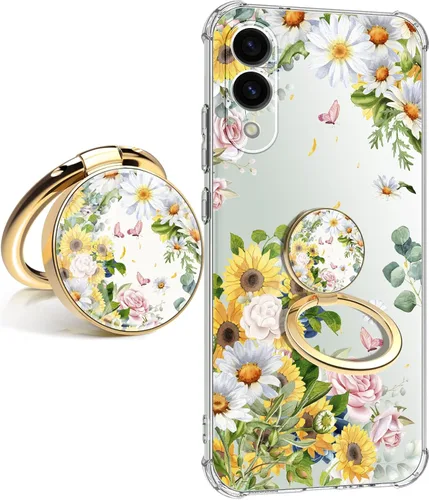 Vista 44 de Funda para Samsung Galaxy S23 FE con protector de pantalla, suave, a prueba de golpes, transparente, floral, funda protectora para mujer, diseño