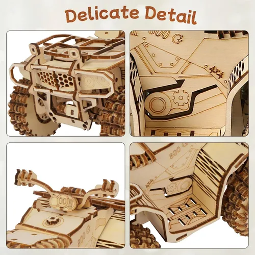 Vista 6 de Rompecabezas de madera 3D para adultos, rompecabezas mecánico de coche de playa, kit de construcción de modelo de vehículo de bricolaje, juguete