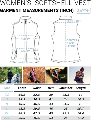 Vista 7 de 33,000ft Chaleco de correr para mujer, con forro polar, con cremallera, resistente al viento, ligero, softshell, para golf, senderismo, deportes