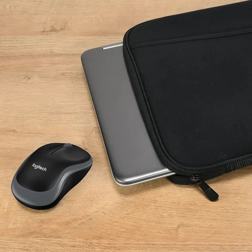 Vista 2 de Logitech Bundle Mouse inalámbrico M185 - Negro y funda de 16" (negro)