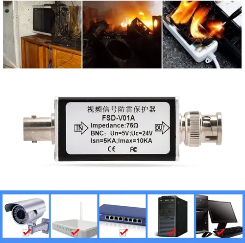 Vista 4 de Protector de sobretensiones para cámara CCTV Video BNC, dispositivo de protección contra sobretensiones 24 V