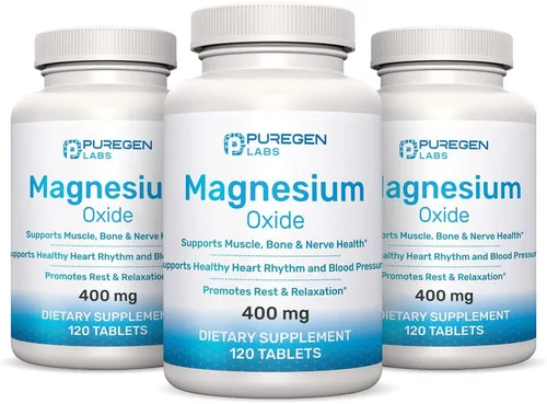 Vista 7 de Suplemento de magnesio de 400 mg [alta potencia] – Óxido de magnesio para apoyo inmunológico, recuperación muscular, calambres en las piernas