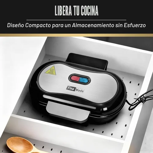 Vista 7 de FineMade Doble Mini Parrilla Eléctrica, Sandwichera para Desayuno, Prensa para Hamburguesas, Parrilla para Panini, Parrilla Eléctrica Pequeña, Ideal