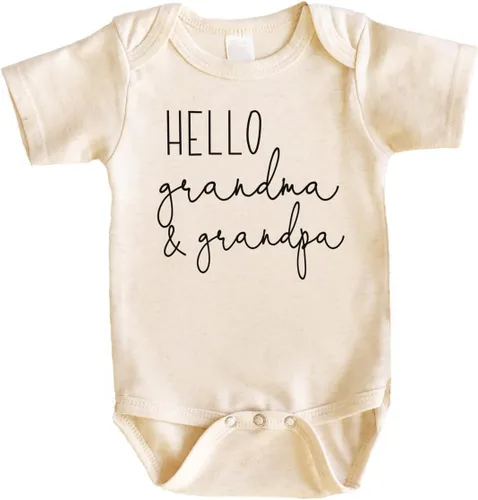 Vista 4 de Bump and Beyond Designs Regalos de anuncio de embarazo de Hello Grandma and Grandpa Gris jaspeado