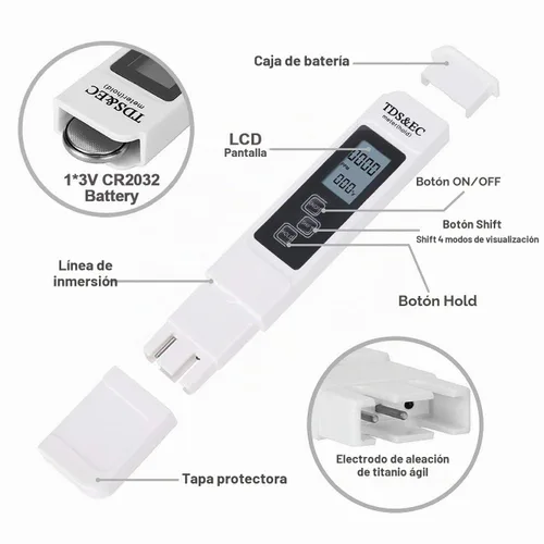 Vista 5 de GuDoQi Medidor de PH, TDS Medidor Combo, Kit de Prueba de Agua de Piscina, Probador de PH Digital, Medidor PPM, 0.01 Resolución TDS PH EC