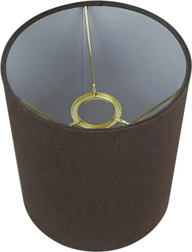 Vista 4 de Aspen Creative 58500A Drum Uno - Pantalla de lámpara en marrón oscuro, parte superior de 6.5 pulgadas x 6.5 pulgadas inferior x 7.5 pulgadas