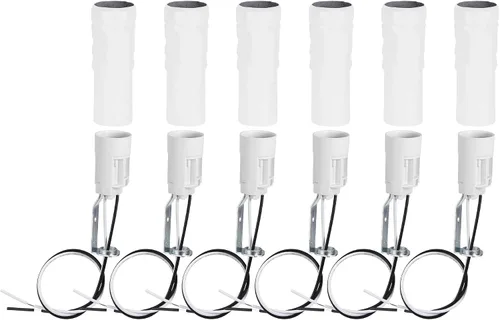 Vista 9 de uxcell Juego de 6 fundas para portalámparas E14 con alambre de 3 pulgadas de alto, color negro