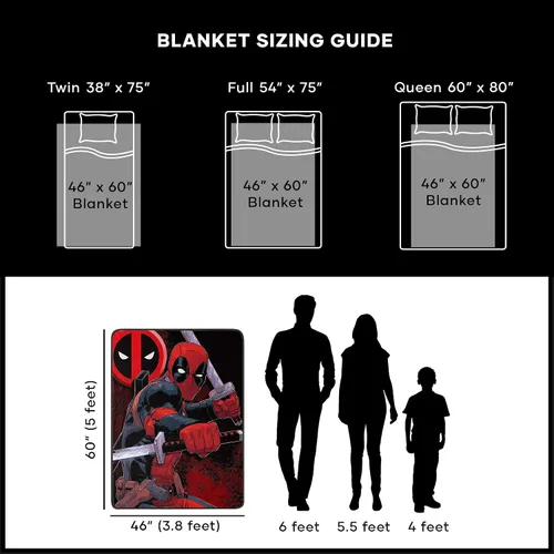 Vista 8 de Northwest Deadpool Micro Raschel - Manta de 46 x 60 pulgadas, espadachín