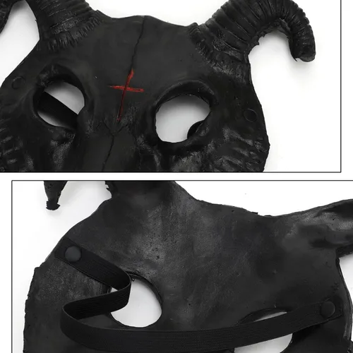 Vista 8 de Máscara de cabra para Halloween, oveja, cráneo, carnaval, fiesta, poliuretano, animal, cuerno de animal, cosplay, fiesta, accesorio de disfraz