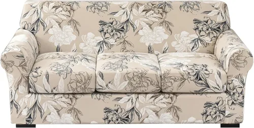 Vista 15 de HOTNIU 4 fundas elásticas para sofá (1 funda de sofá + 3 fundas de cojín), fundas de sofá antideslizantes, protector de muebles de sofá, ajuste
