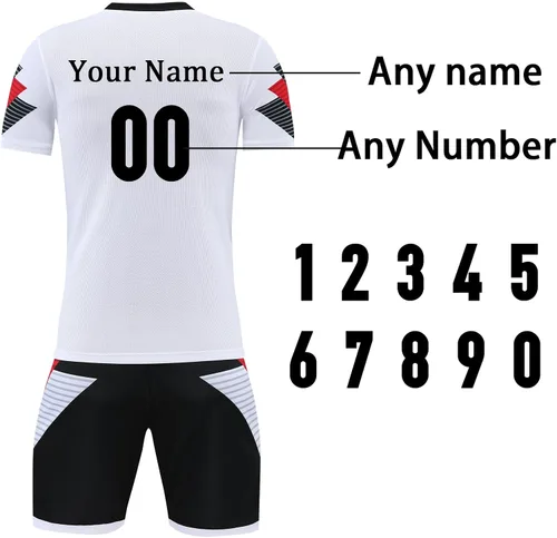 Vista 3 de Camiseta de fútbol personalizada para hombres y mujeres, uniformes de fútbol personalizados para niñosadultos con nombre y logotipo del