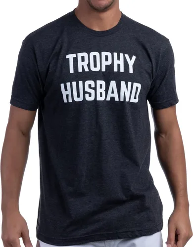 Vista 2 de Trophy Husband Funny Hubby Dad Joke Groom Humor Marriage Anniversary Men's Saying T-Shirt