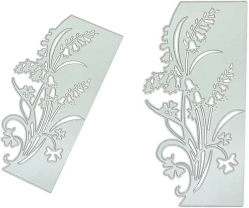 Vista 6 de Troqueles de metal de hojas de flores, campanas de encaje de flores de gloria, plantillas de corte de borde para álbumes de recortes, álbumes