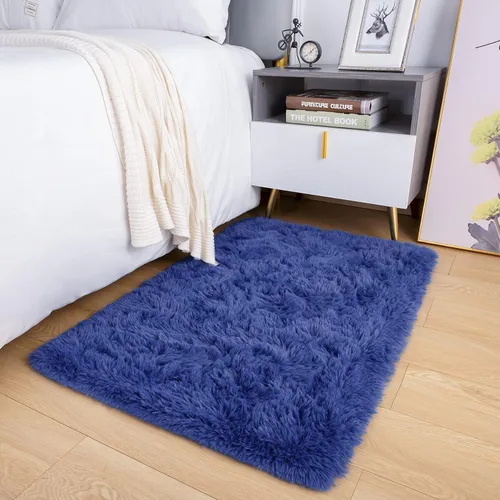 Vista 24 de Noahas Alfombras de Área Grandes y Esponjosas de 5x8 pies para Sala de Estar y Dormitorio, Alfombra Gruesa de Pelo Largo Beige y Blanca, Alfombra