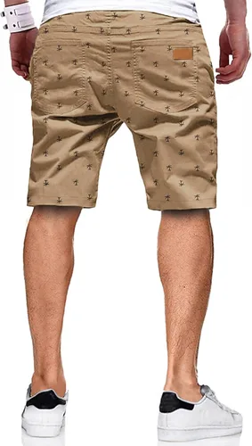 Vista 2 de JMIERR - Pantalones cortos informales para hombre, pantalones cortos de golf, pantalones chinos con cordón, de tela de sarga elástica, para verano