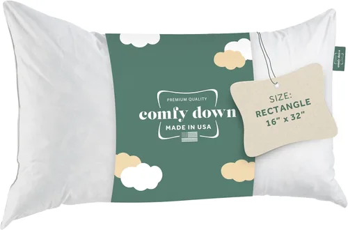 Vista 17 de ComfyDown Cojín de 12 x 12 pulgadas, relleno de plumas y plumas, funda 100% algodón, fabricada en Estados Unidos, funda de almohada decorativa suave