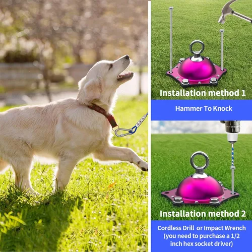 Vista 5 de TOPKNOT Cable de amarre y estaca para perros, (hasta 200 libras) Correa giratoria 360° para perros - Sin enredos, con cable de amarre resistente
