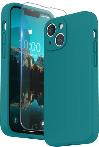 Vista 31 de SURPHY Funda compatible con iPhone 13 Mini con protector de pantalla, (protección de cámara y forro de microfibra suave), funda de silicona líquida