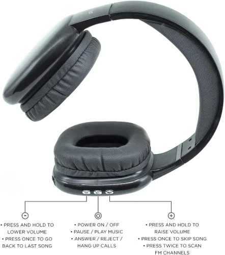 Vista 8 de iJoy - Auriculares ultra inalámbricos con micrófono, auriculares Bluetooth inalámbricos recargables sobre la oreja con 10 horas de reproducción