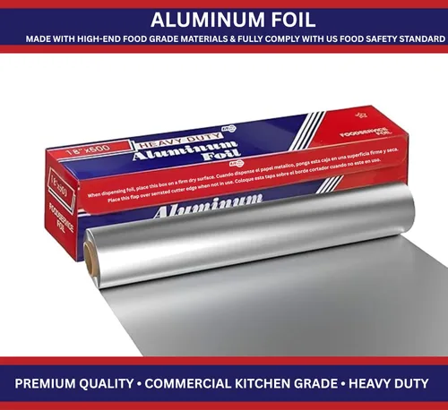 Vista 3 de Papel de aluminio resistente de 18 pulgadas x 500 pies, grado comercial para la industria de servicios de alimentos, papel aluminio plateado