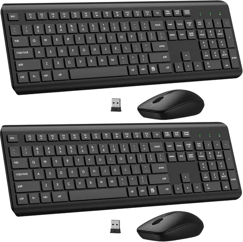Vista 8 de Combo de teclado y mouse inalámbricos, teclado ergonómico silencioso de tamaño completo y mouse óptico, batería de larga duración, teclado de mouse