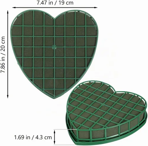 Vista 7 de EXCEART Espuma floral en forma de corazón con 4 ventosas, bloques de esponja de floristería húmeda verde para decoración de autos de boda, ladrillos