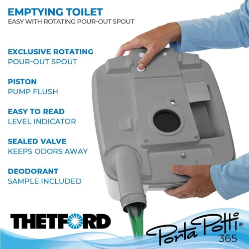 Vista 3 de Porta Potti Thetford Porta Potti 365 Inodoro portátil (para autocaravanas, barcos, acampada, furgonetas, camiones, atención sanitaria) 92820, Blanco