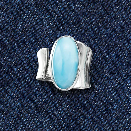 Vista 5 de Ross-Simons Anillo envolvente Larimar en plata de ley
