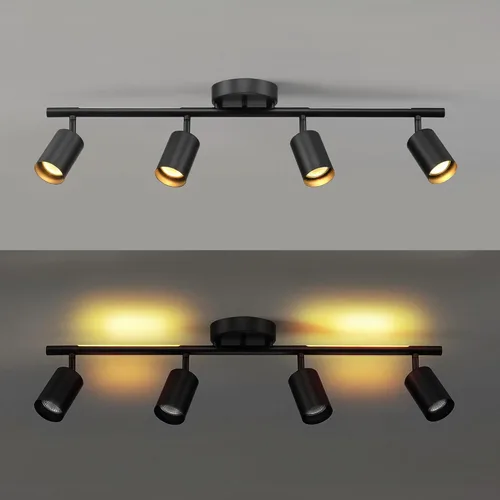 Vista 9 de GLOBE Electric 64000166 30" Iluminación de pista de 4 luces con tira de luz nocturna integrada LED de 7 W, negro mate, cabezales de pista