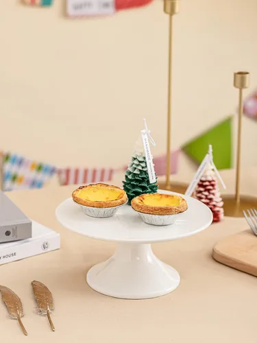 Vista 4 de Kanwone Soporte pequeño de porcelana de 8 pulgadas para tartas, plato de postre, soporte para tartas para fiestas, baby shower, soporte