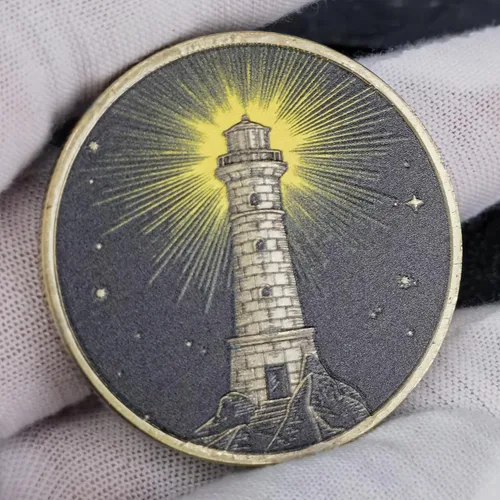 Vista 3 de Moneda de recuperación de adicciones para hombre y mujer, emblema de luz inspiradora de faro