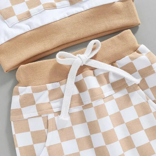 Vista 6 de Karesoull Conjunto de ropa para niños pequeños, sudadera de retazos, manga larga, pantalones lisos, para otoño e invierno