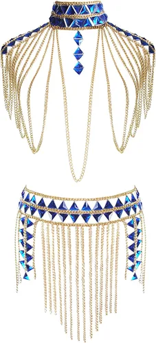 Vista 9 de Cadena de Cuerpo de Traje Sexy para Mujer B-Color dorado