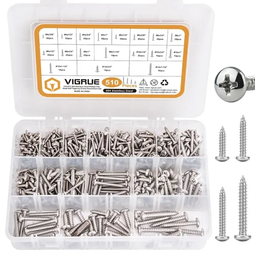 Vista 8 de VIGRUE Tornillos para cubierta, tornillos para madera - Tornillos Star Drive para cubiertas de madera para madera, tronco, paisajismo, resistentes a