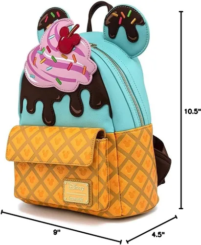 Vista 7 de Loungefly Disney Mickey y Minnie Mouse Sweets Ice Cream - Bolso de hombro con doble correa para mujer