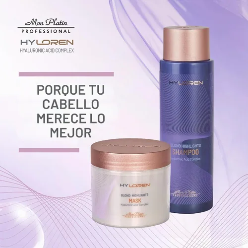 Vista 6 de Mon Platin Professional HYLOREN - Champú para cabello rubio con ácido hialurónico para cabello rubio y con reflejos, champú para cabello rubio, sin